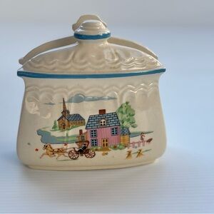 Vintage Cottage Cookie Jar for Farmhouse Kitchen Decor